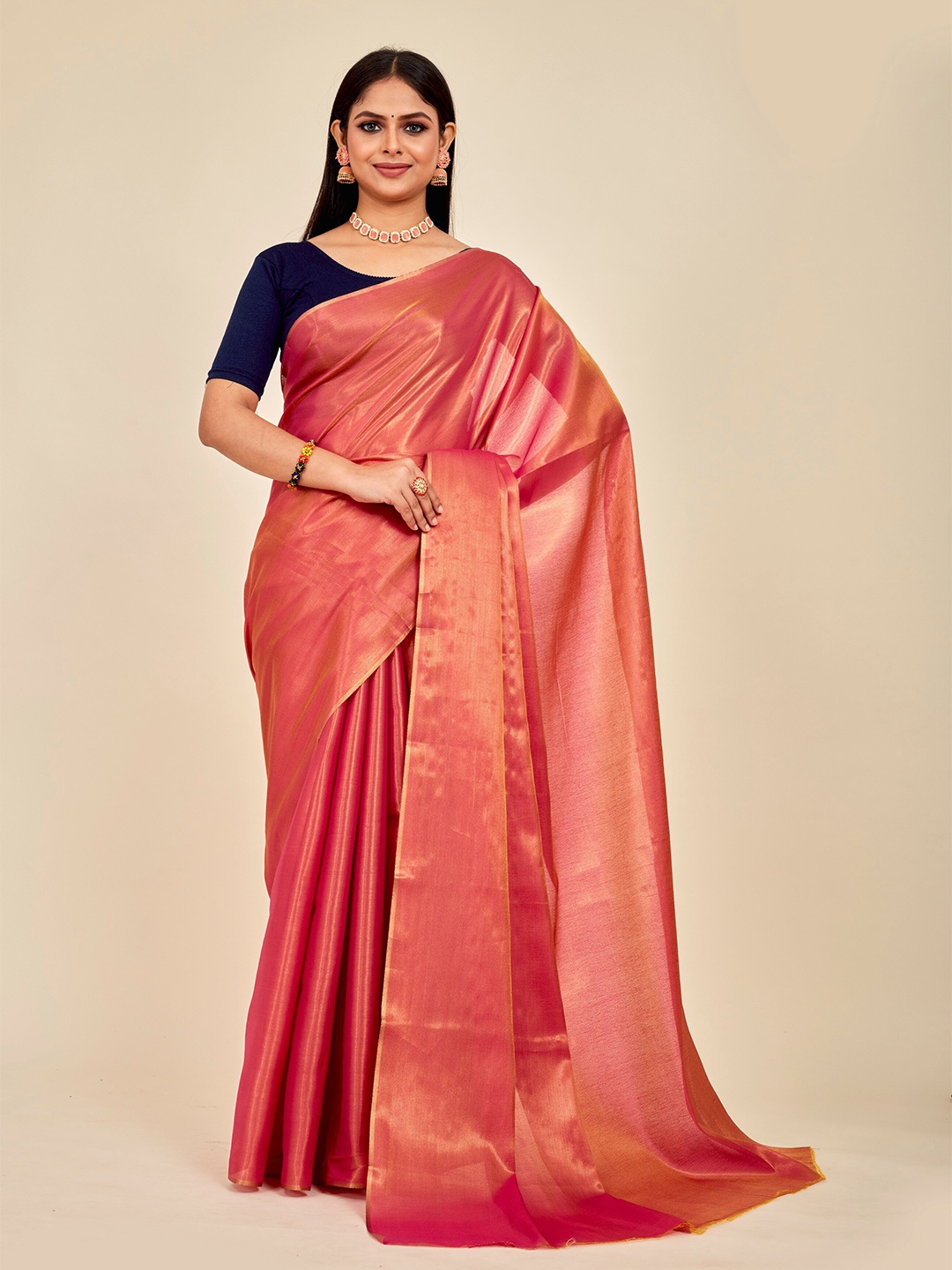 

MAHALASA Pure Cotton Saree, Peach