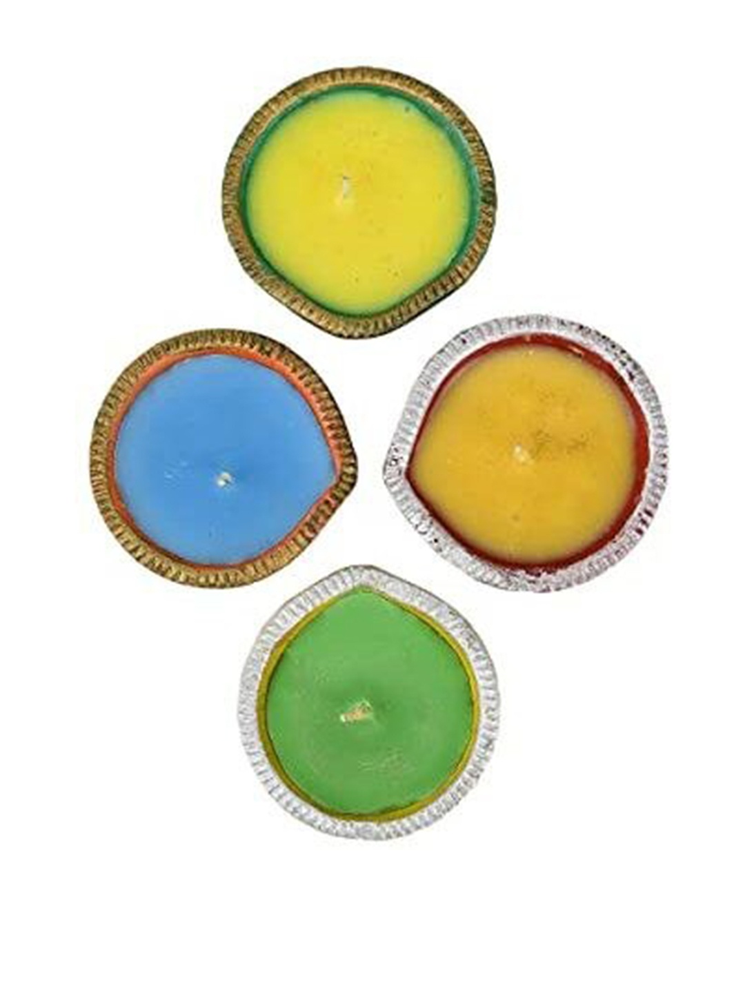 

Sitara Crafts Blue & Green 4 Pieces Textured Diya Candles