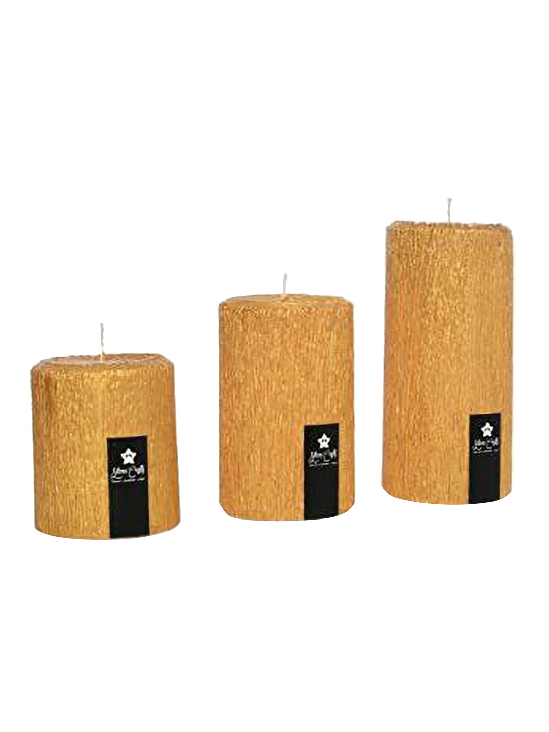 

Sitara Crafts Gold Toned Textured Unscented Premium Wax Pillar Candle