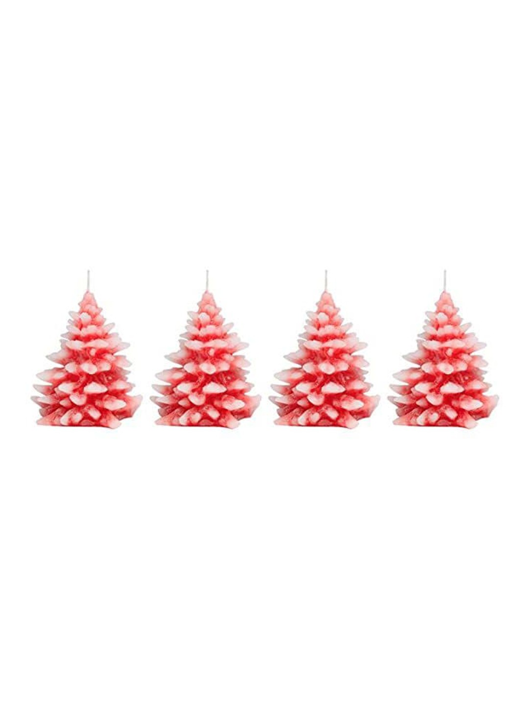 

Sitara Crafts Red & White 4 Pieces Tree Shape Candles