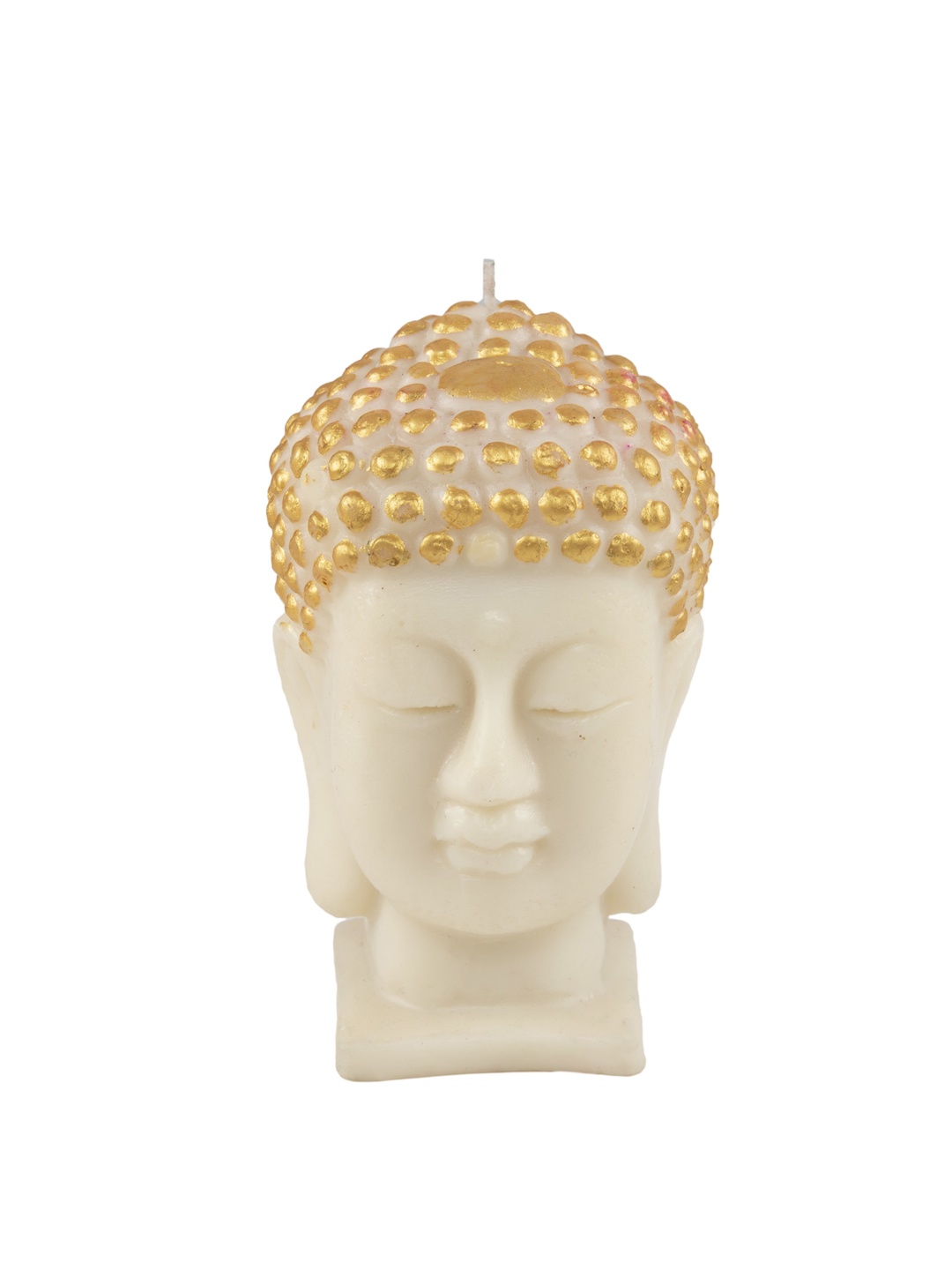 

Sitara Crafts White & Gold Toned Textured Buddha Shaped Candles