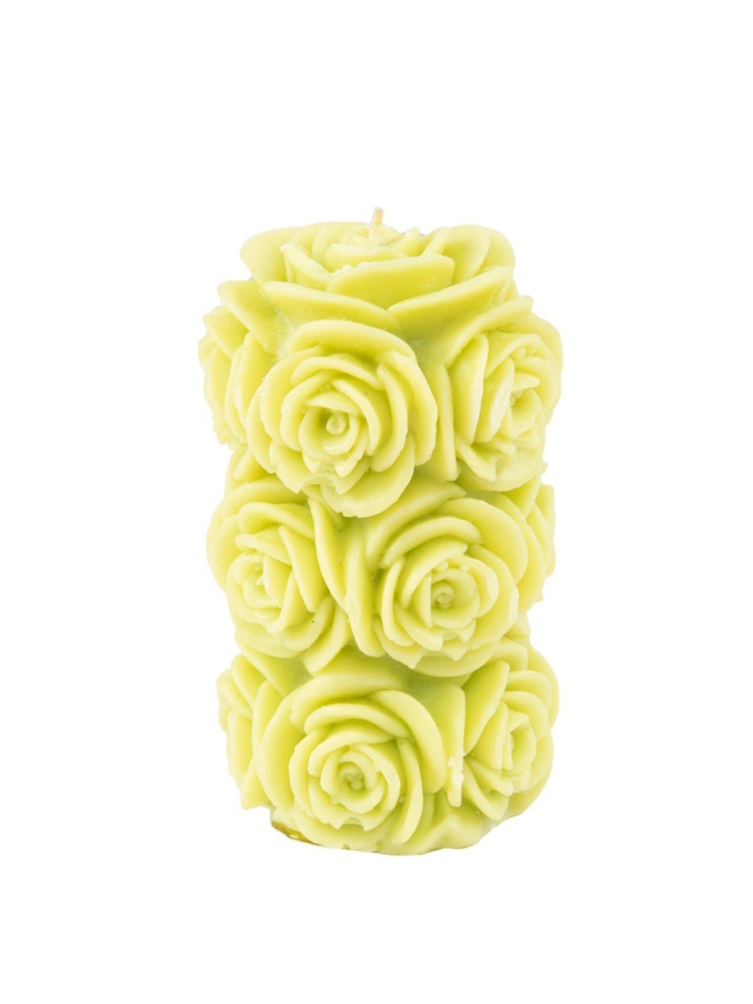 

Sitara Crafts Green Textured Rose Shape Designer Pillar Candle