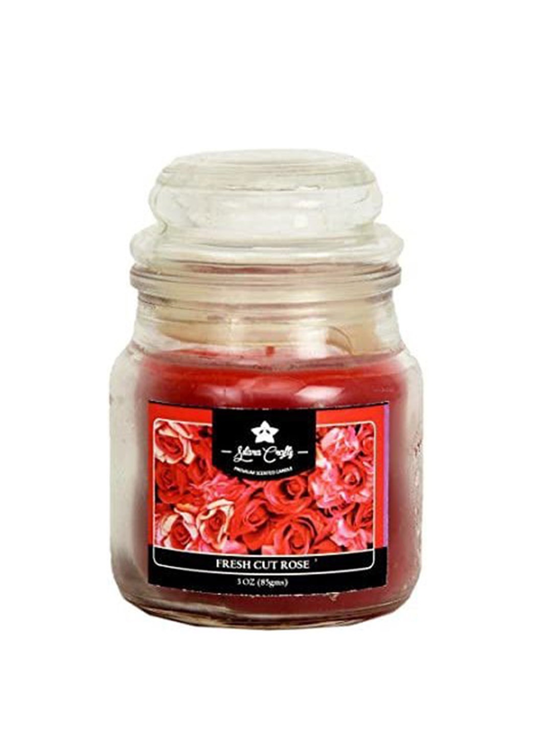 

Sitara Crafts Red & Black Fresh Cut Rose Scented Wax Glass Jar Candle