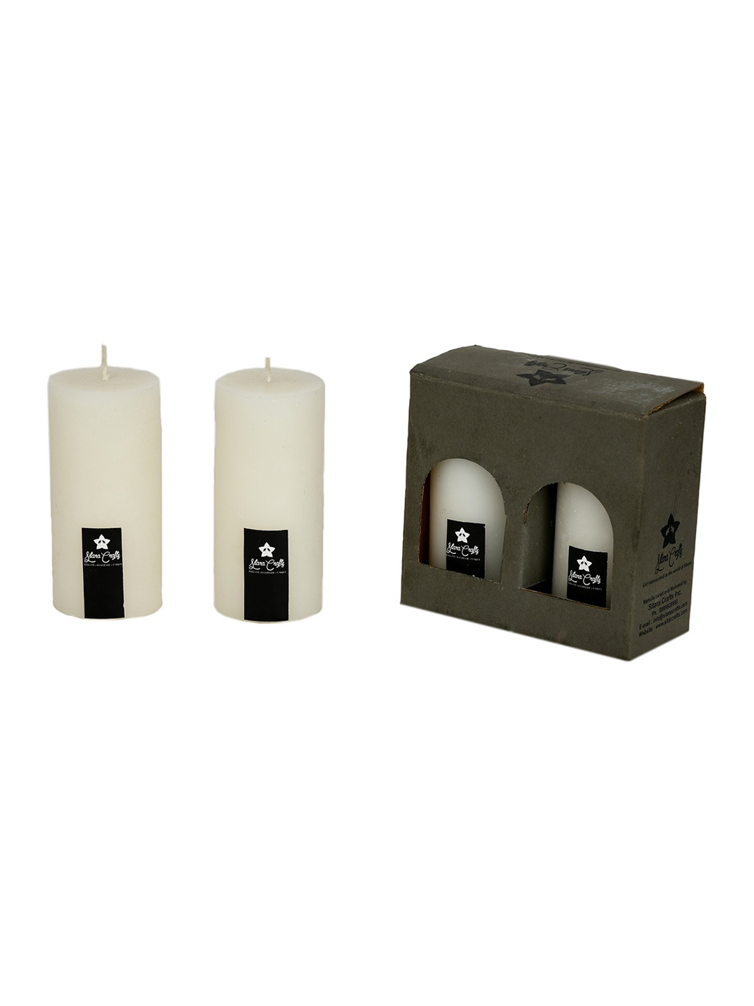 

Sitara Crafts White 2 Pieces Pillar Candles