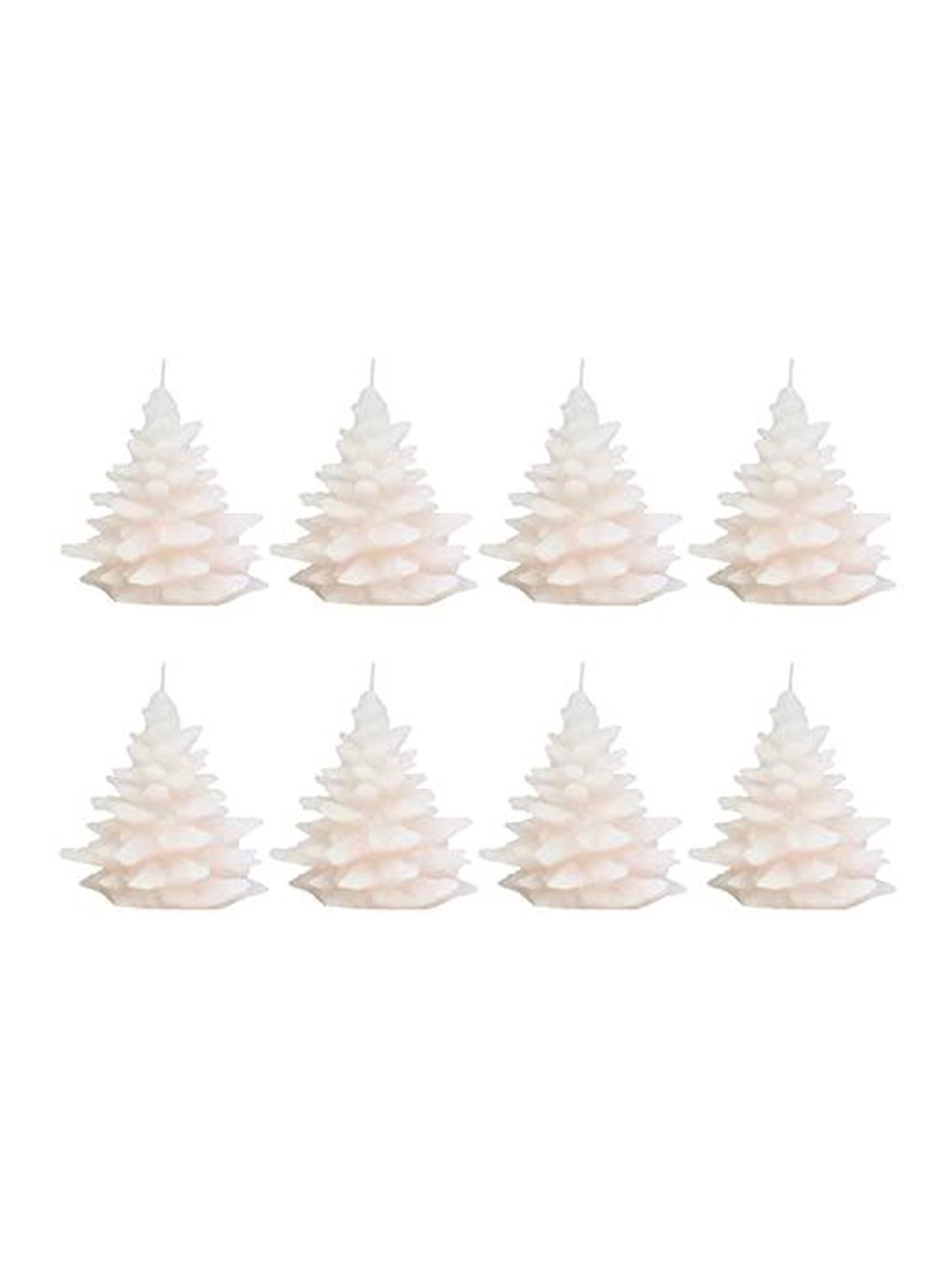 

Sitara Crafts White 8 Pieces Textured Tree Shape Candles