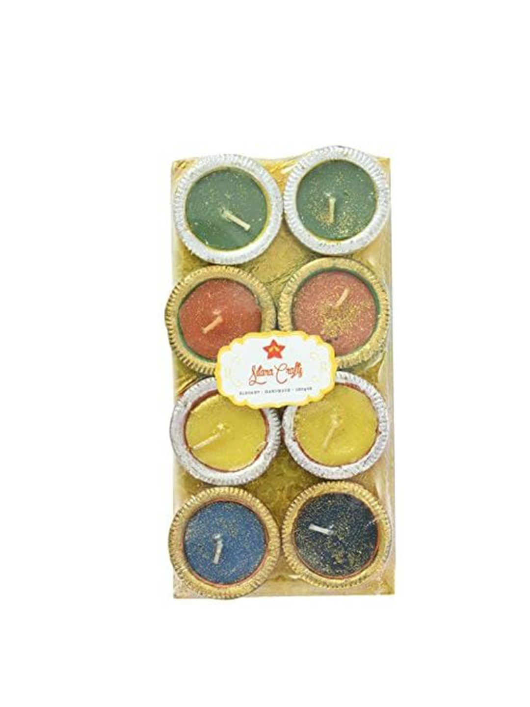 

Sitara Crafts Green & Red 8 Pieces Wax Diya Candles