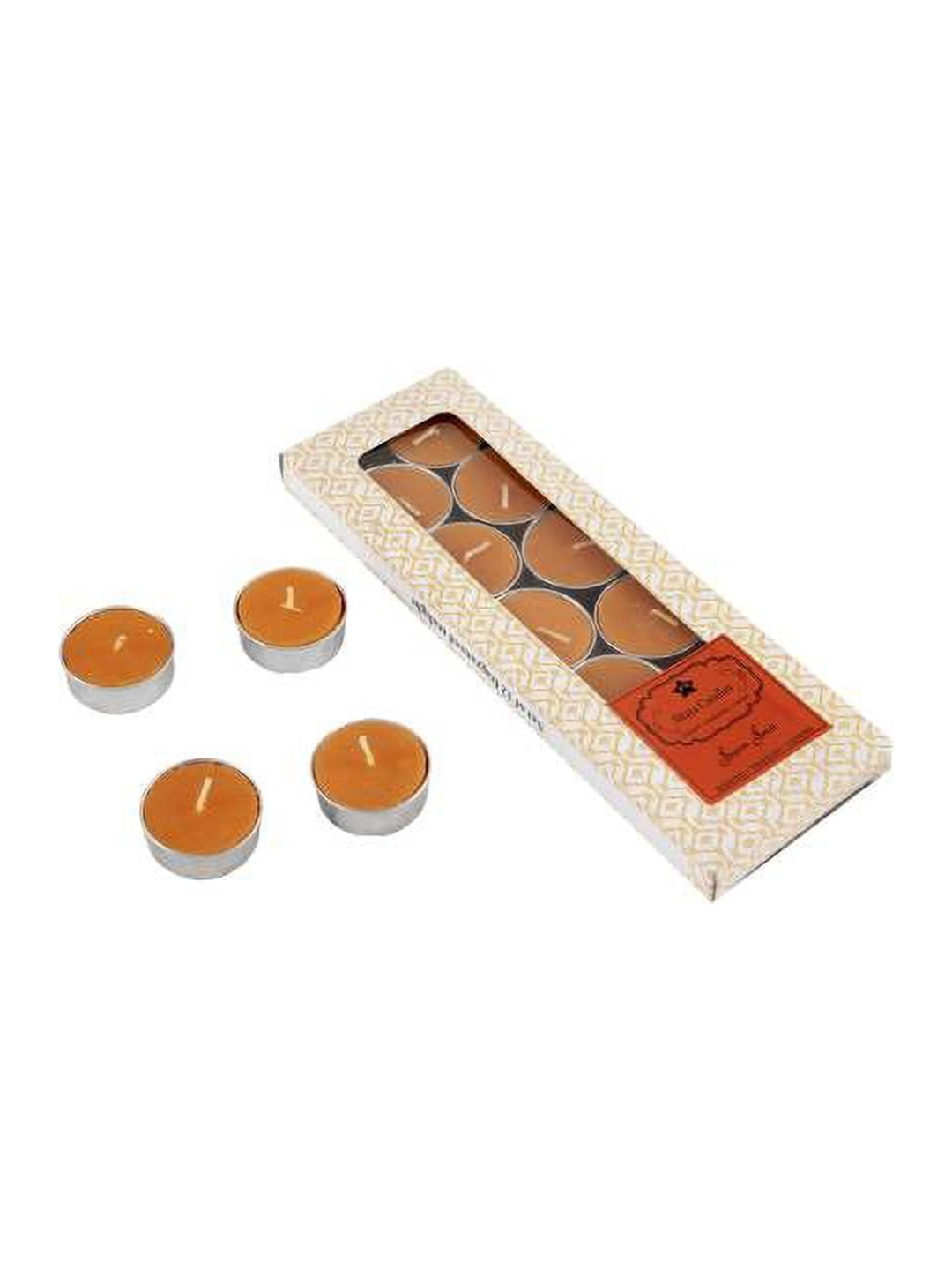 

Sitara Crafts Orange & Silver Toned 12 Pieces Tealight Candles