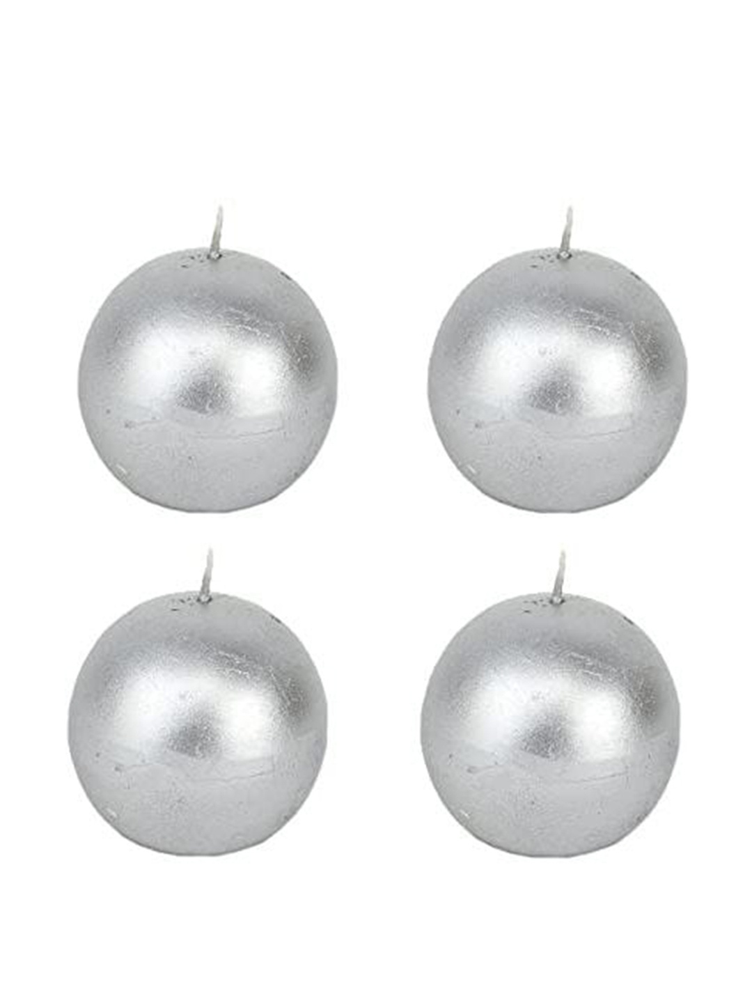 

Sitara Crafts Silver Toned 4 Pieces Round Shaped Candles