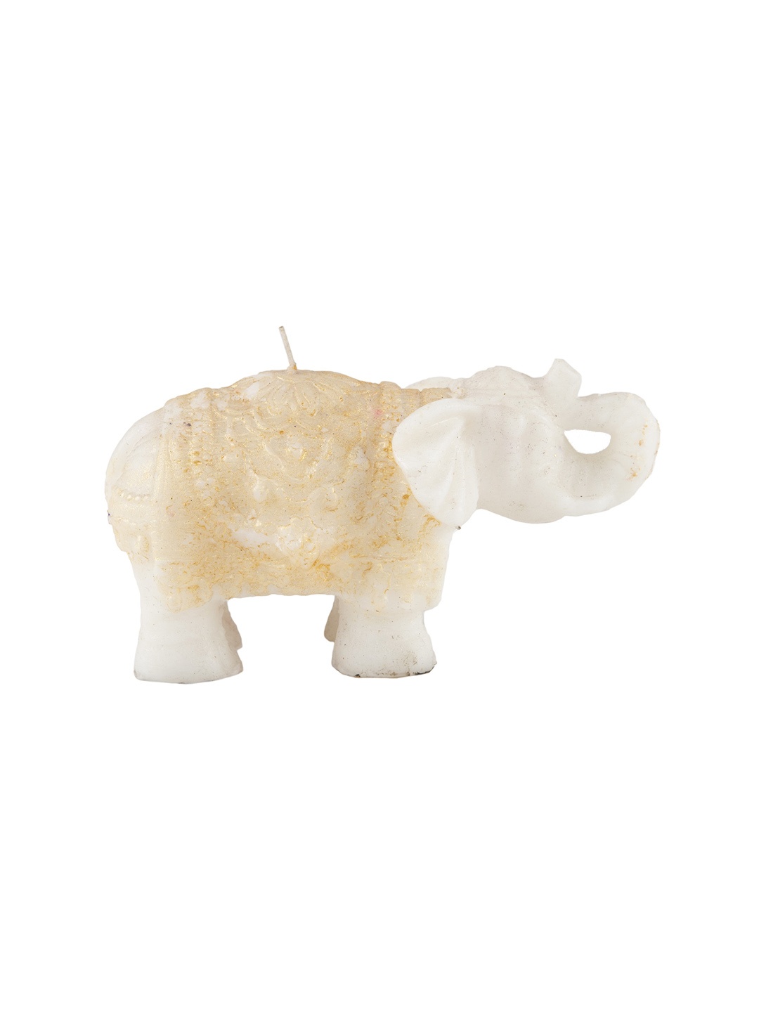 

Sitara Crafts Exclusive White & Gold Toned Elephant shape Pure Wax Candle