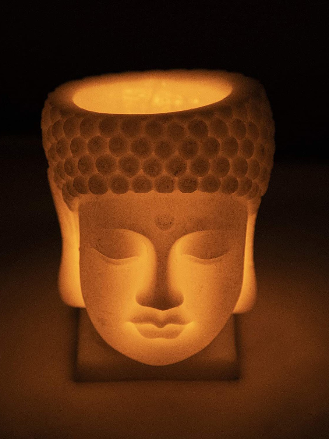 

Sitara Crafts White Textured Buddha Shape Candle