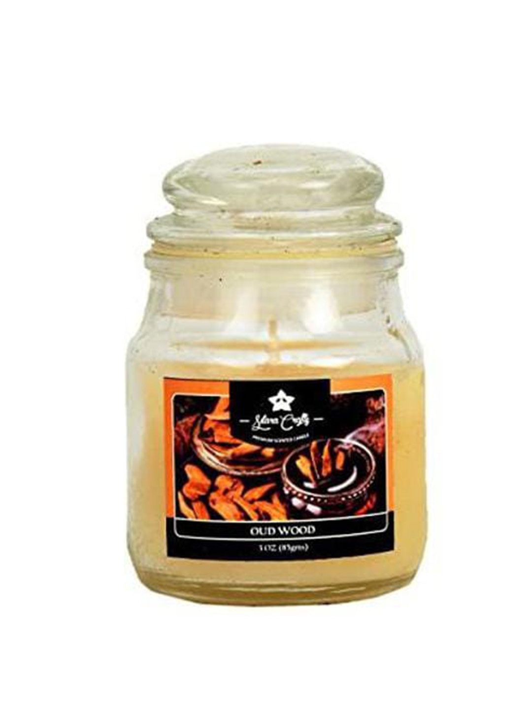 

Sitara Crafts Orange Oud Wood Fragrance Jar Candle
