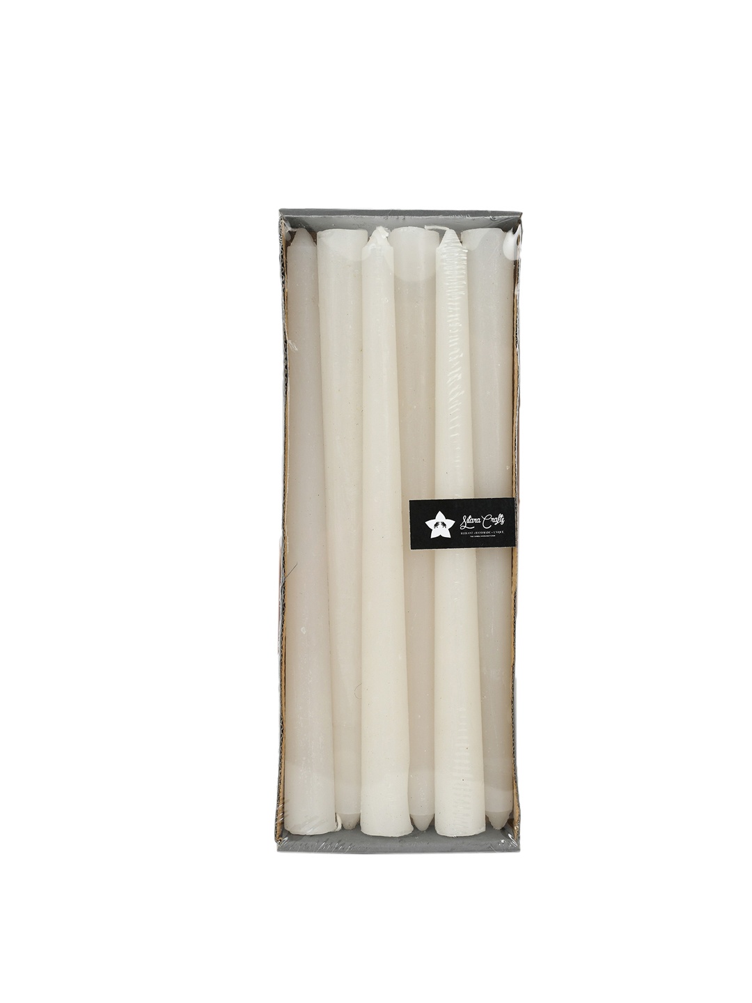 

Sitara Crafts Long Houseold White 6 Pieces Taper Wax Candles