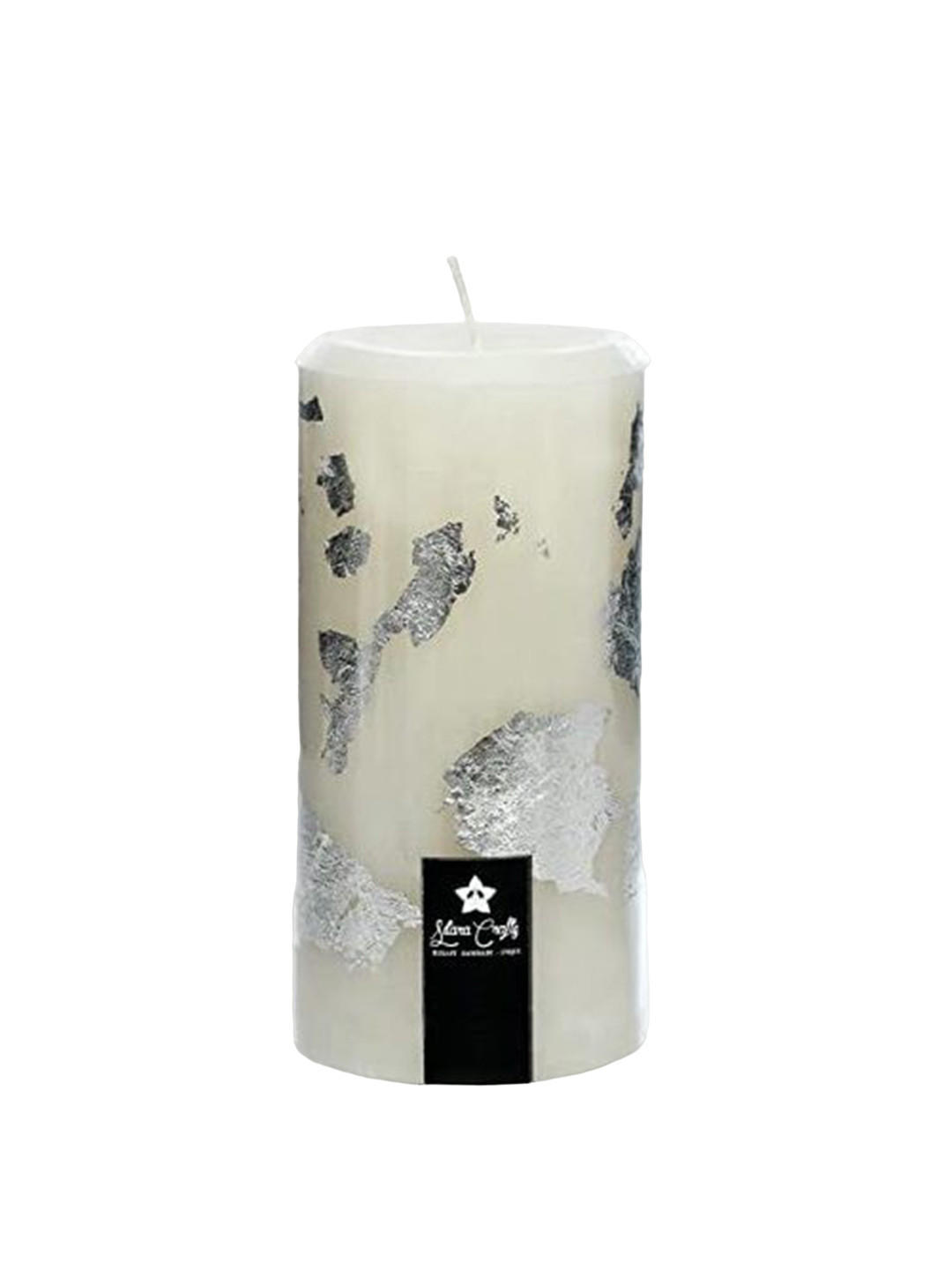 

Sitara Crafts White Pillar Scented Candles With Silver Foil