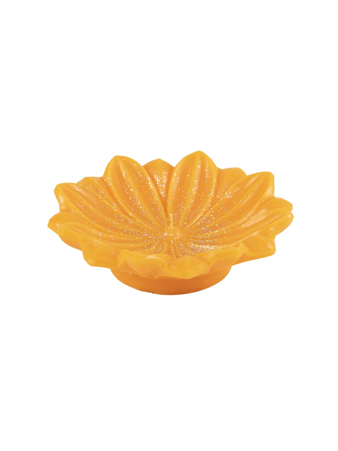 

Sitara Crafts Orange Textured Floating Sunflower Shaped Pure Wax Candle