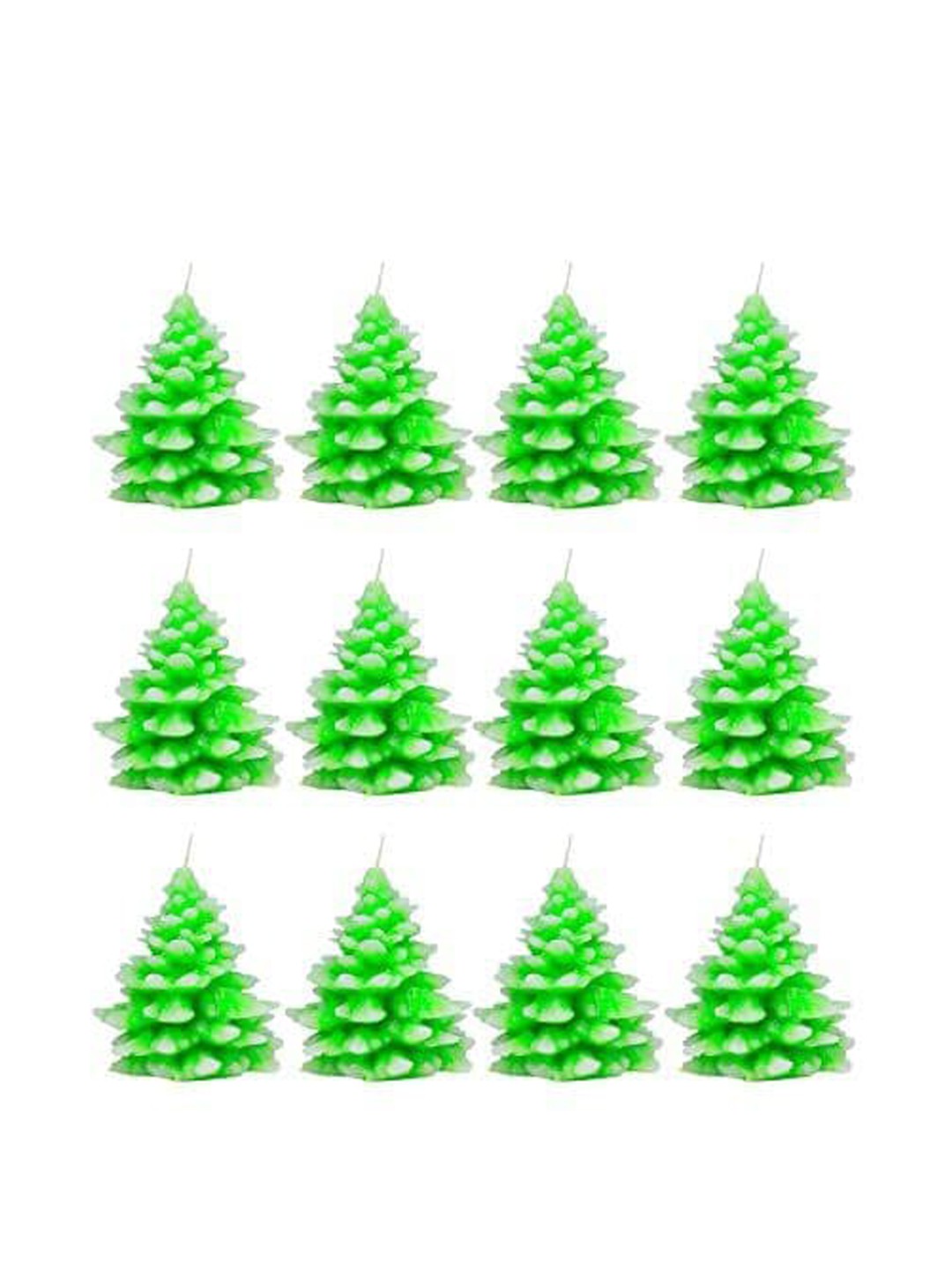 

Sitara Crafts Green 12 Pieces Christmas Tree Shaped Candles