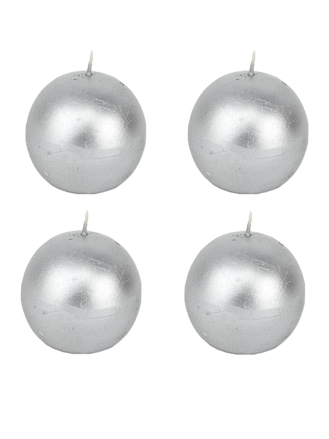 

Sitara Crafts Silver Toned 4 Pieces Round-Shaped Wax Candles