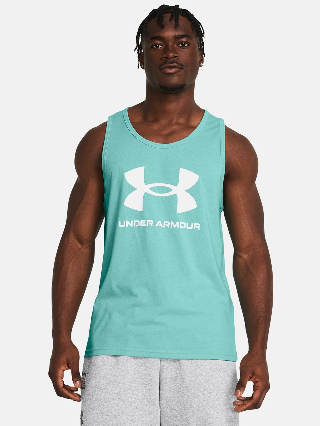 

UNDER ARMOUR Men Sportstyle Logo Printed Tank T-shirt, Green