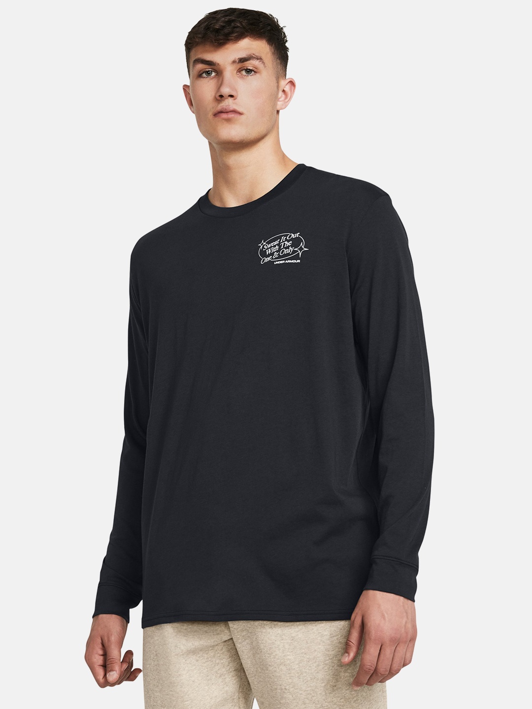 

UNDER ARMOUR Men Fitness Hour Long Sleeves Printed T-shirt, Black