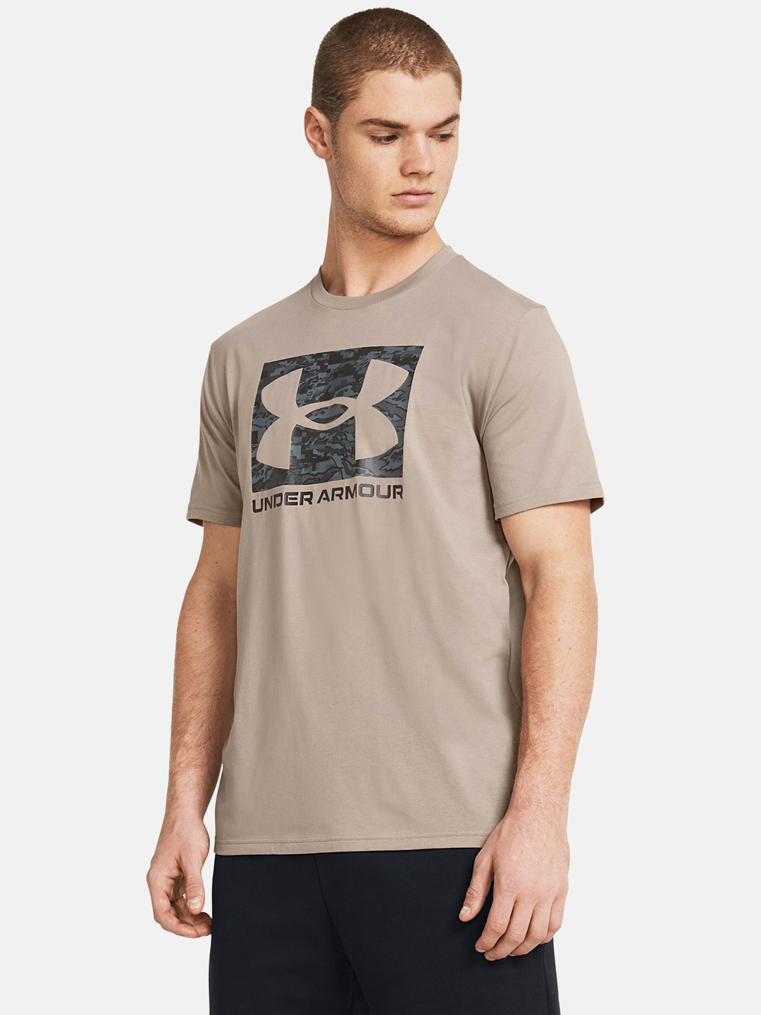 

UNDER ARMOUR Brand Logo Printed Fast-Drying Loose-Fit ABC Camo Boxed T-shirt, Brown