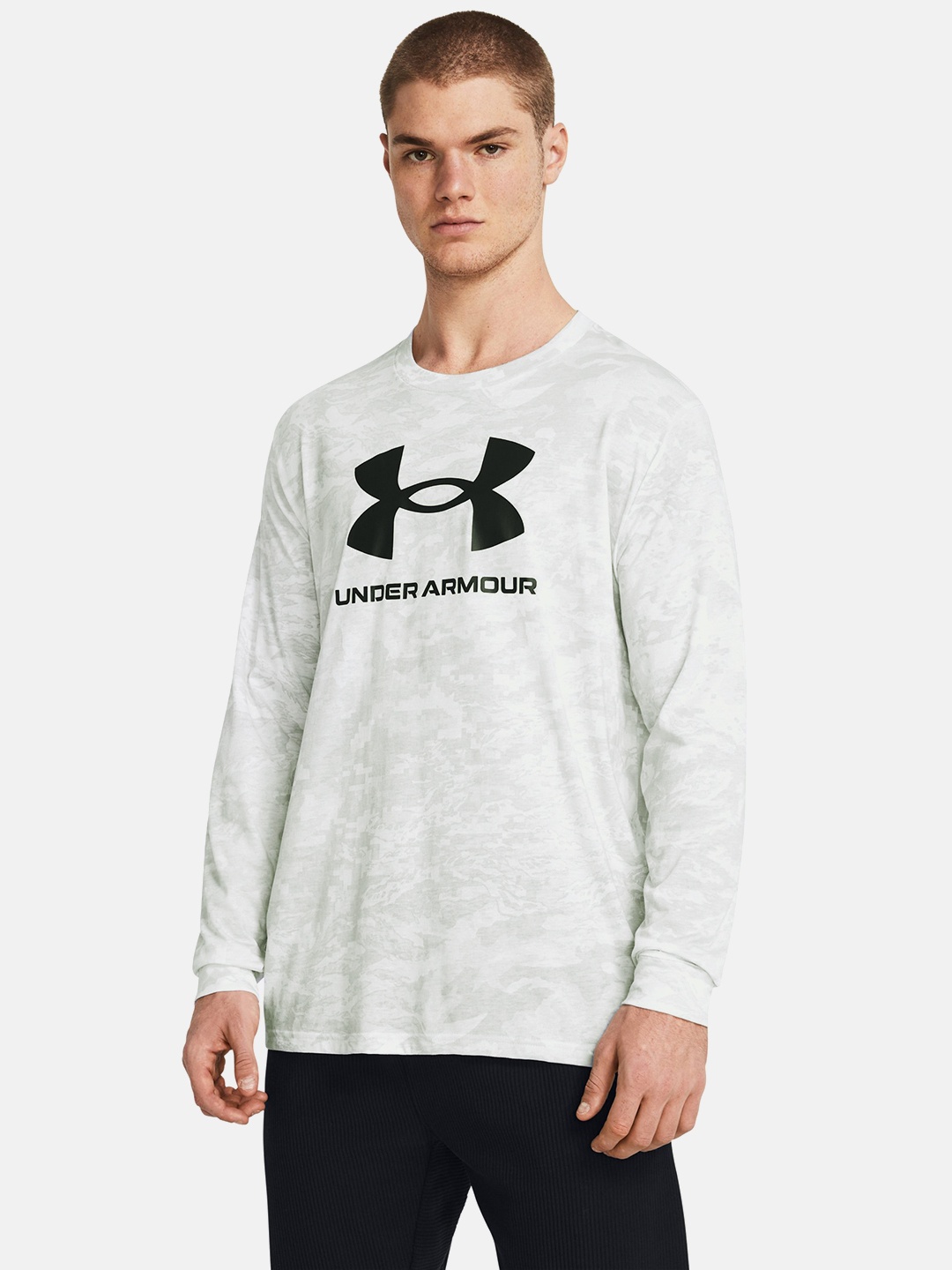 UNDER ARMOUR Men ABC CAMO Long Sleeve Brand Logo Printed T-shirt, White