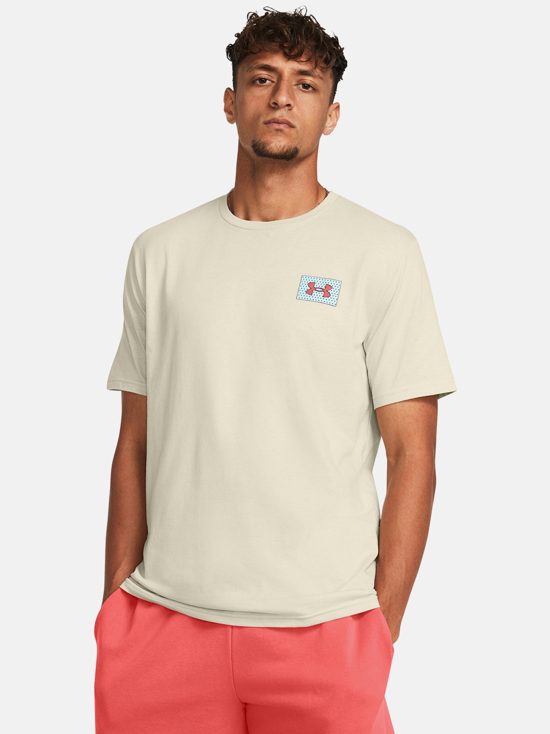 

UNDER ARMOUR Printed Color Block Logo LC T-shirt, Beige
