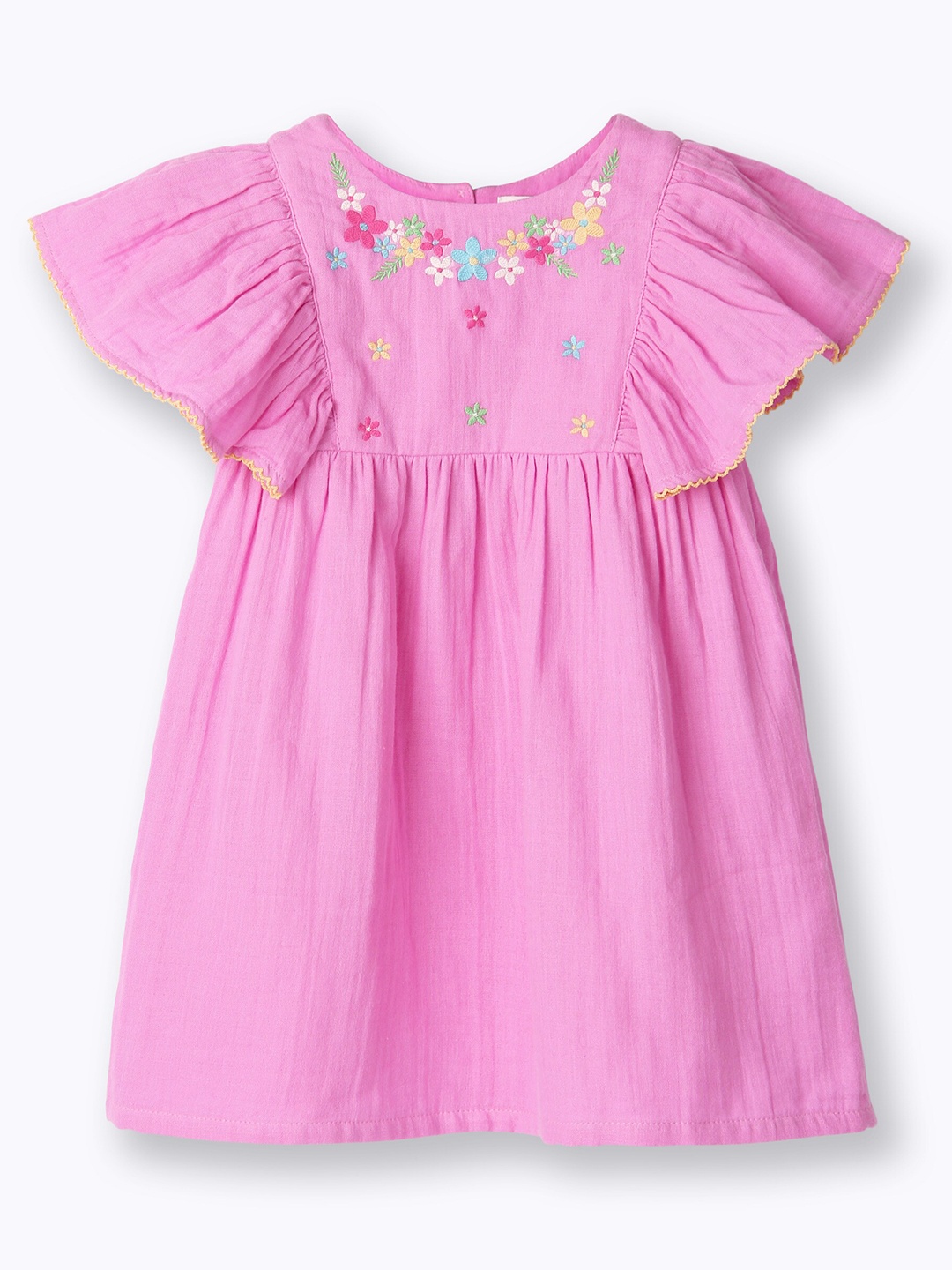 

Beebay Floral Embroidered Flutter Sleeve Dress, Pink