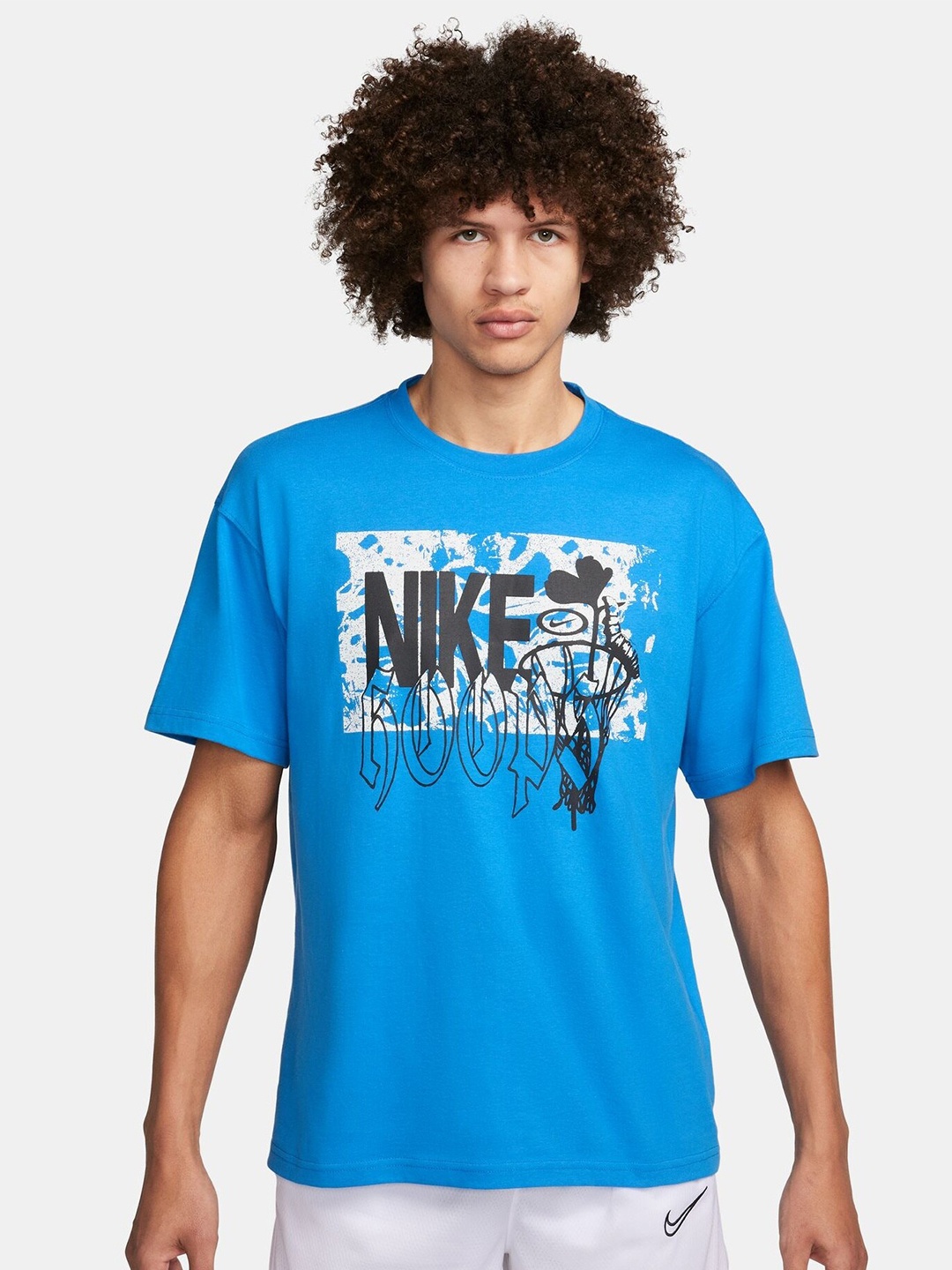 Nike Max90 Printed Pure Cotton Basketball T-Shirt, Blue