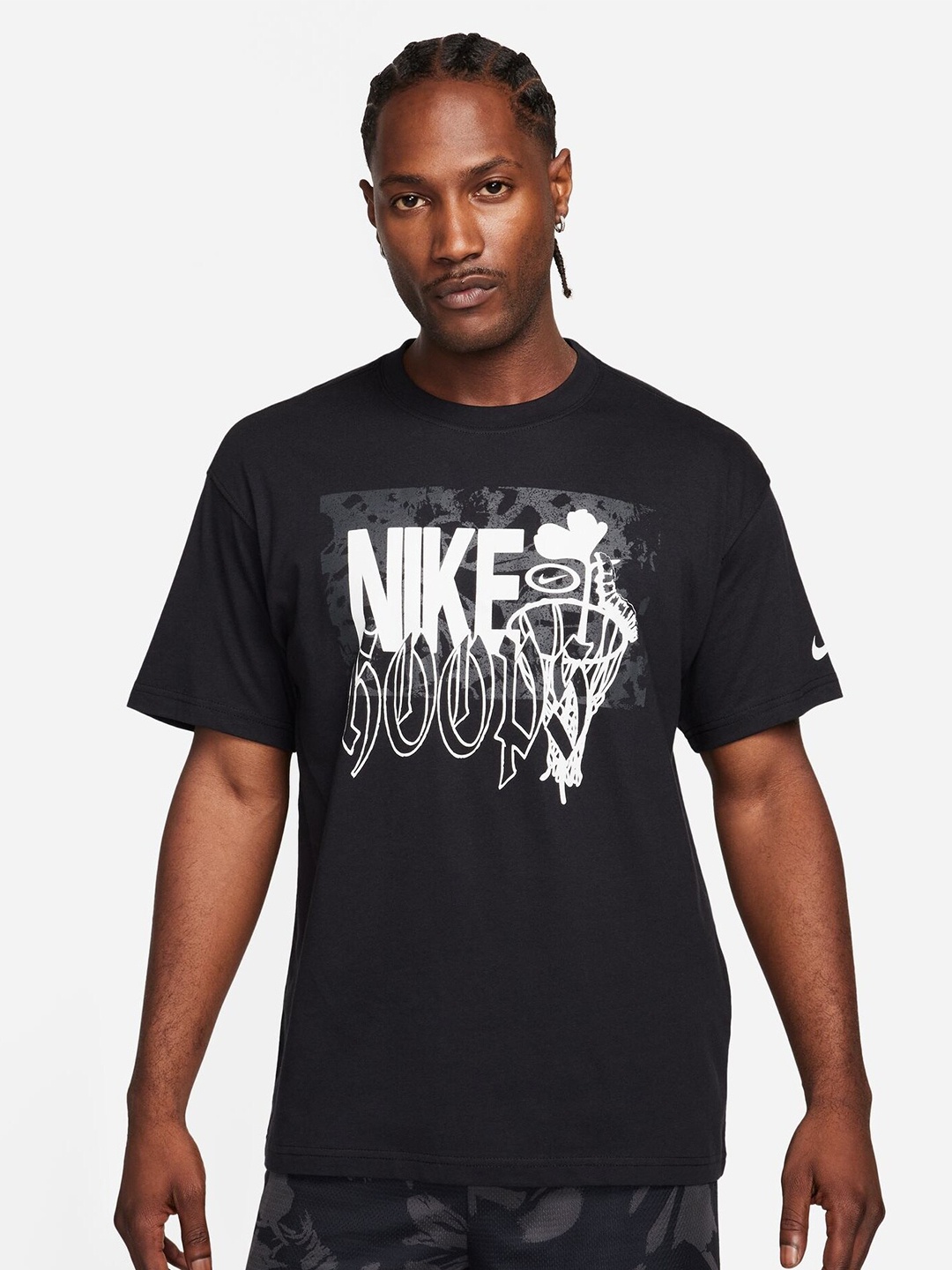 

Nike Max90 Printed Loose-Fit Pure Cotton Basketball T-Shirt, Black
