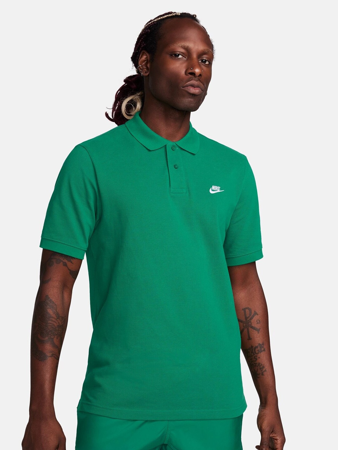 

Nike Club Short-Sleeves Polo Collar Pure Cotton T-Shirt, Green