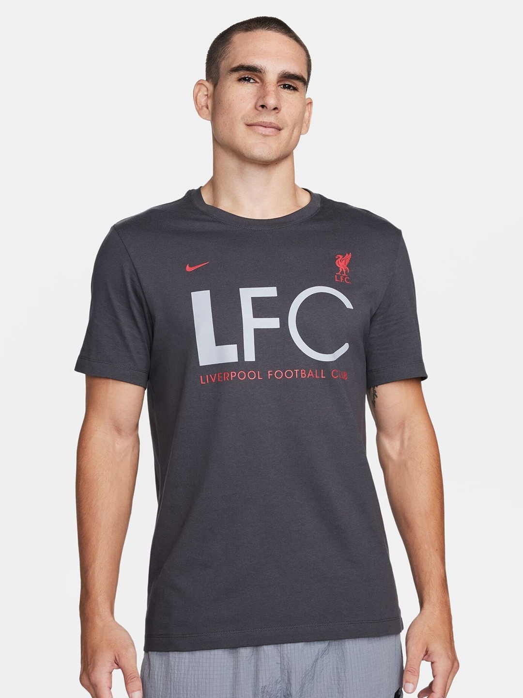 

Nike LFC M NK SS MERC Printed Cotton T-shirt, Grey