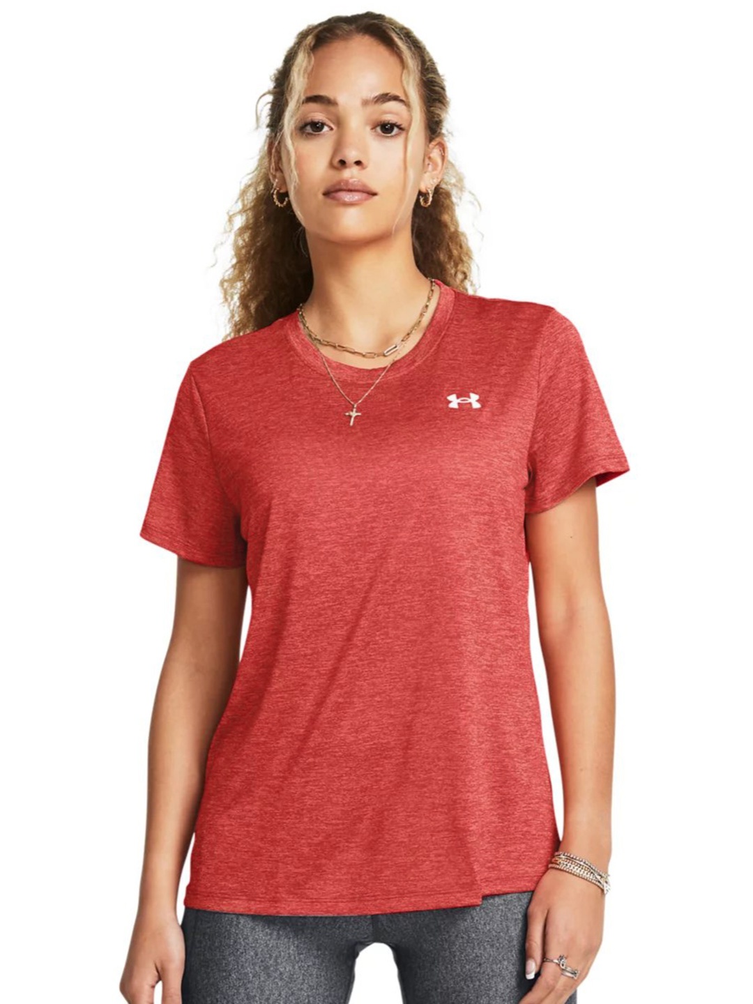 

UNDER ARMOUR Brand Logo Printed Detail Fast-Drying Loose Fit Tech T-shirt, Red