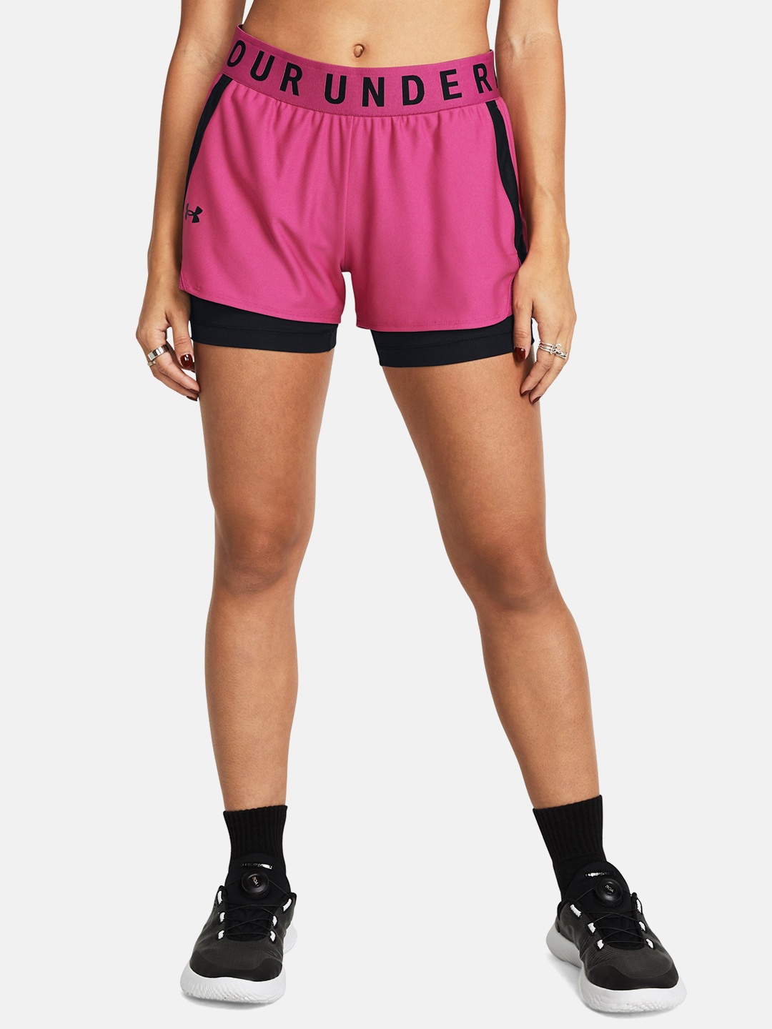 

UNDER ARMOUR Women Loose Fit Play Up 2-in-1 Sports Shorts, Pink