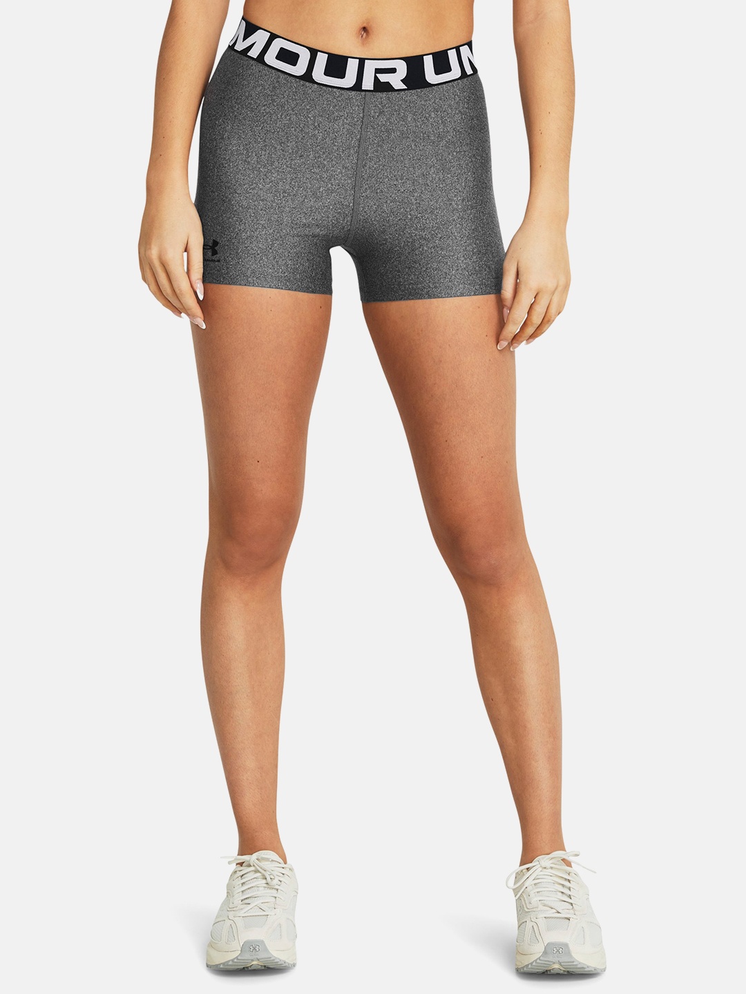 

UNDER ARMOUR Women HeatGear Authentics Middy Slim Fit Training Shorts, Grey melange