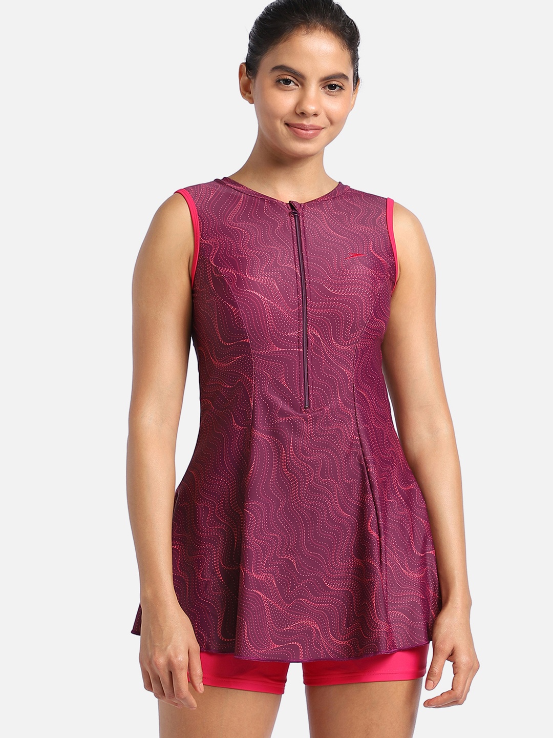 

Speedo Women Printed Swimdress, Maroon