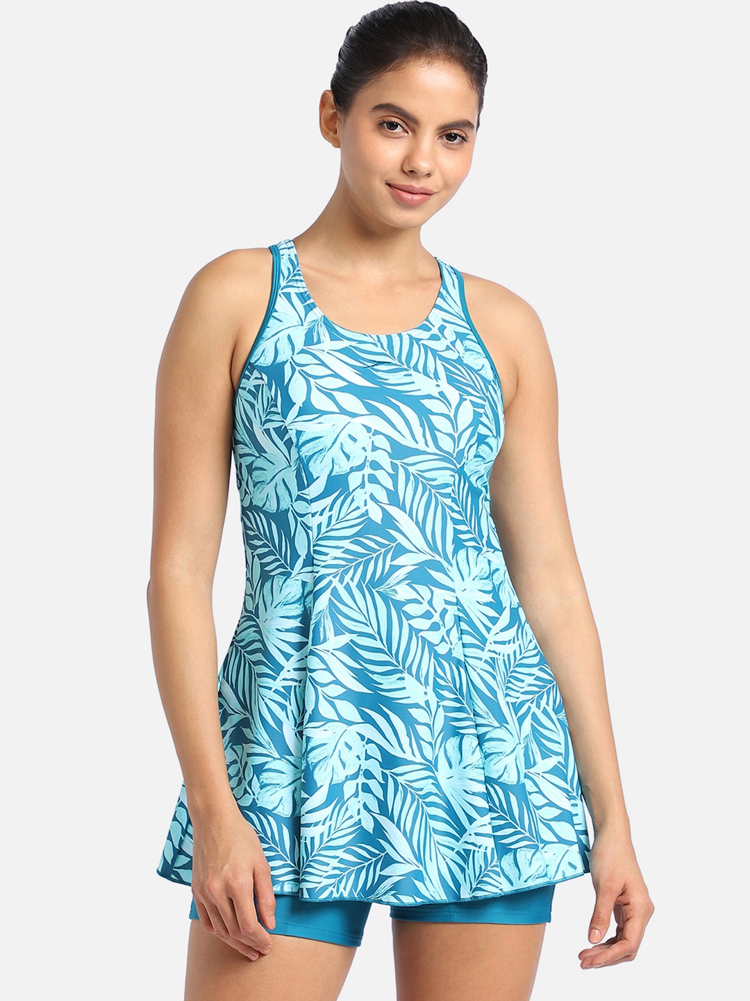 

Speedo Tropical Printed Sleeveless Swimdress, Blue