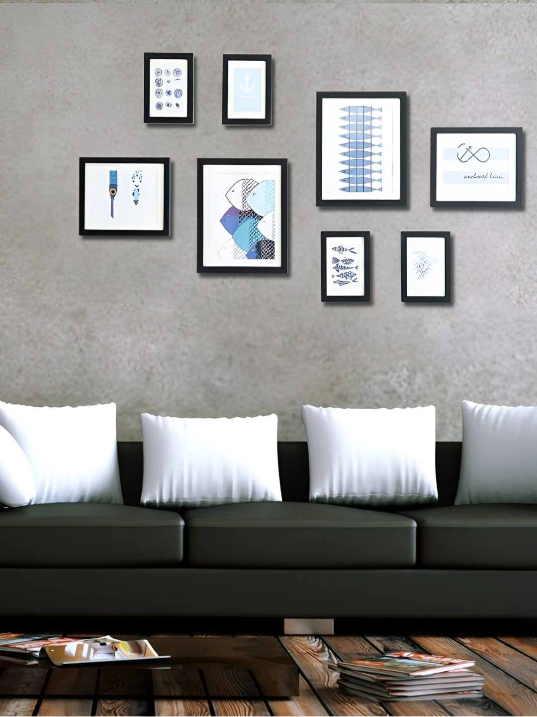 

ArtzFolio Black & White 8Pcs Wooden Wall Photo Frames