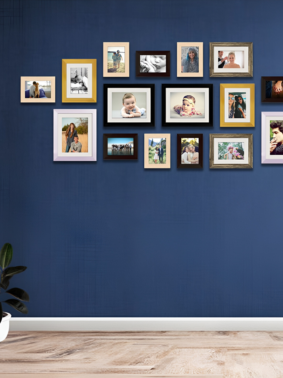 

ArtzFolio Black & Beige 16 Pieces Wooden Wall Photo Frames