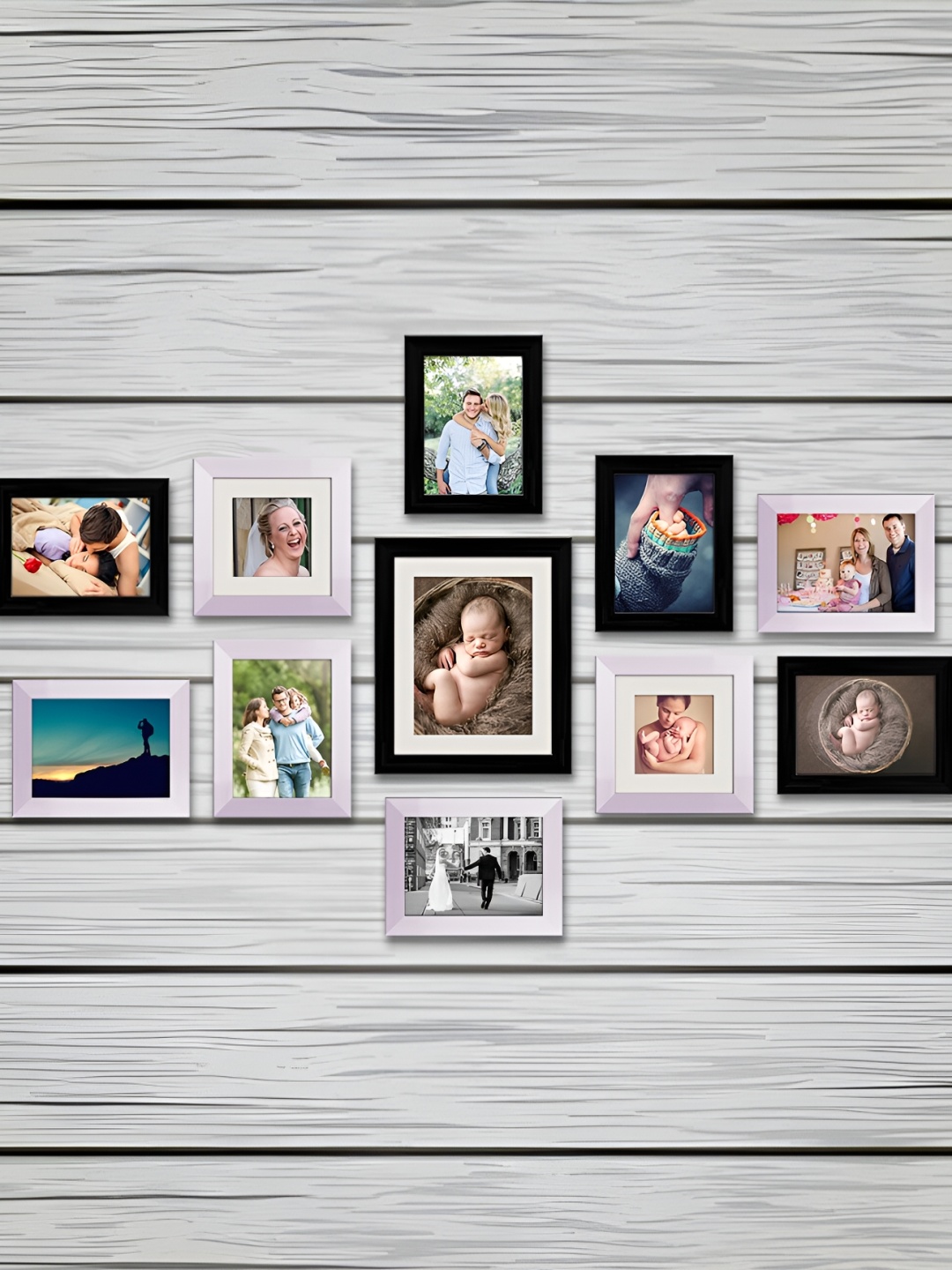 

ArtzFolio Black & White 11 Pieces Wooden Wall Photo Frames