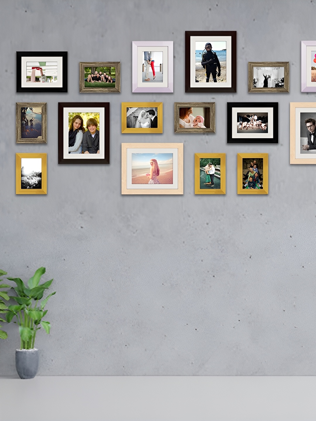 

ArtzFolio Yellow & Beige16Pcs Wooden Wall Photo Frames