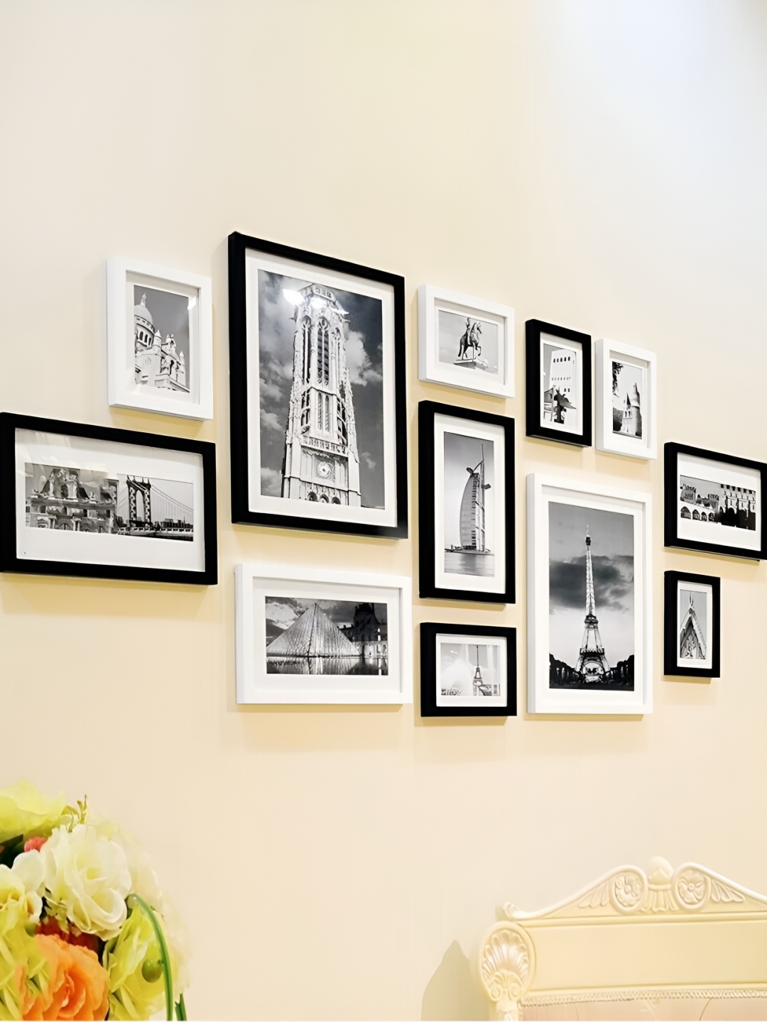 

ArtzFolio White & Black 12 Pieces Wooden Wall Photo Frames