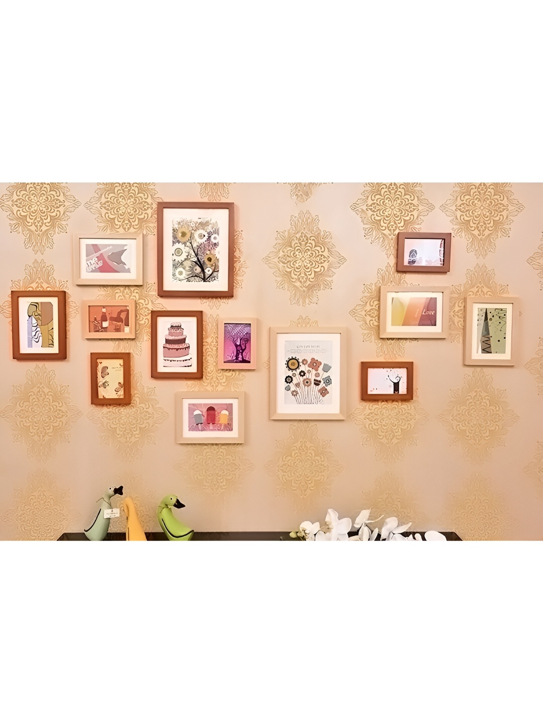 

ArtzFolio Brown & White 13Pcs Wooden Wall Photo Frames