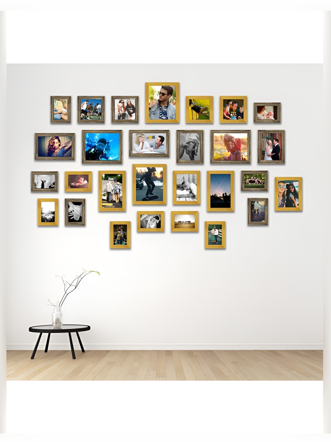 

ArtzFolio Yellow & Brown 28Pcs Wooden Wall Photo Frames