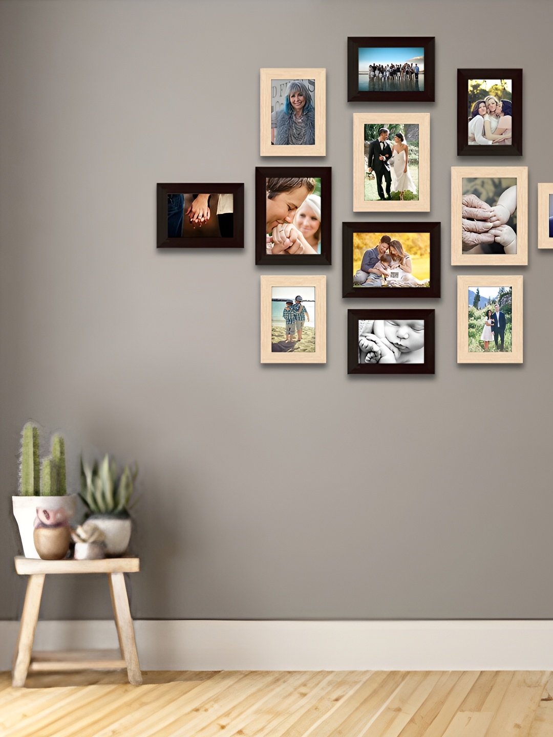 

ArtzFolio Beige & Black12Pcs Wooden Wall Photo Frames