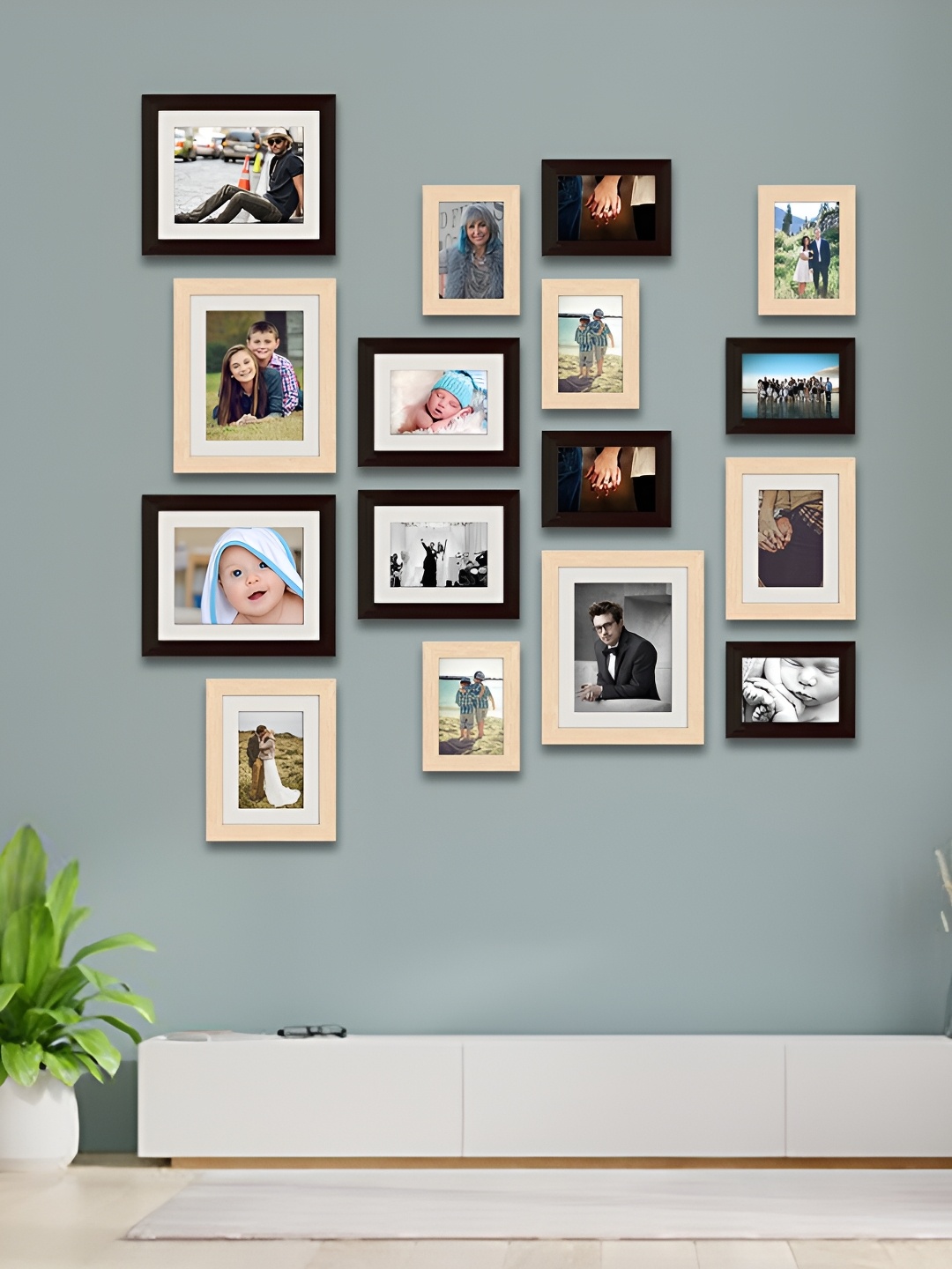 

ArtzFolio Black & Beige 16 Pieces Wooden Wall Photo Frames
