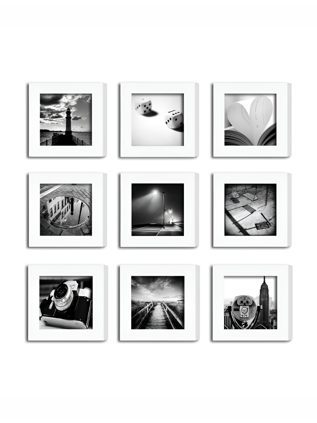 

ArtzFolio White 9Pcs Wooden Wall Photo Frames