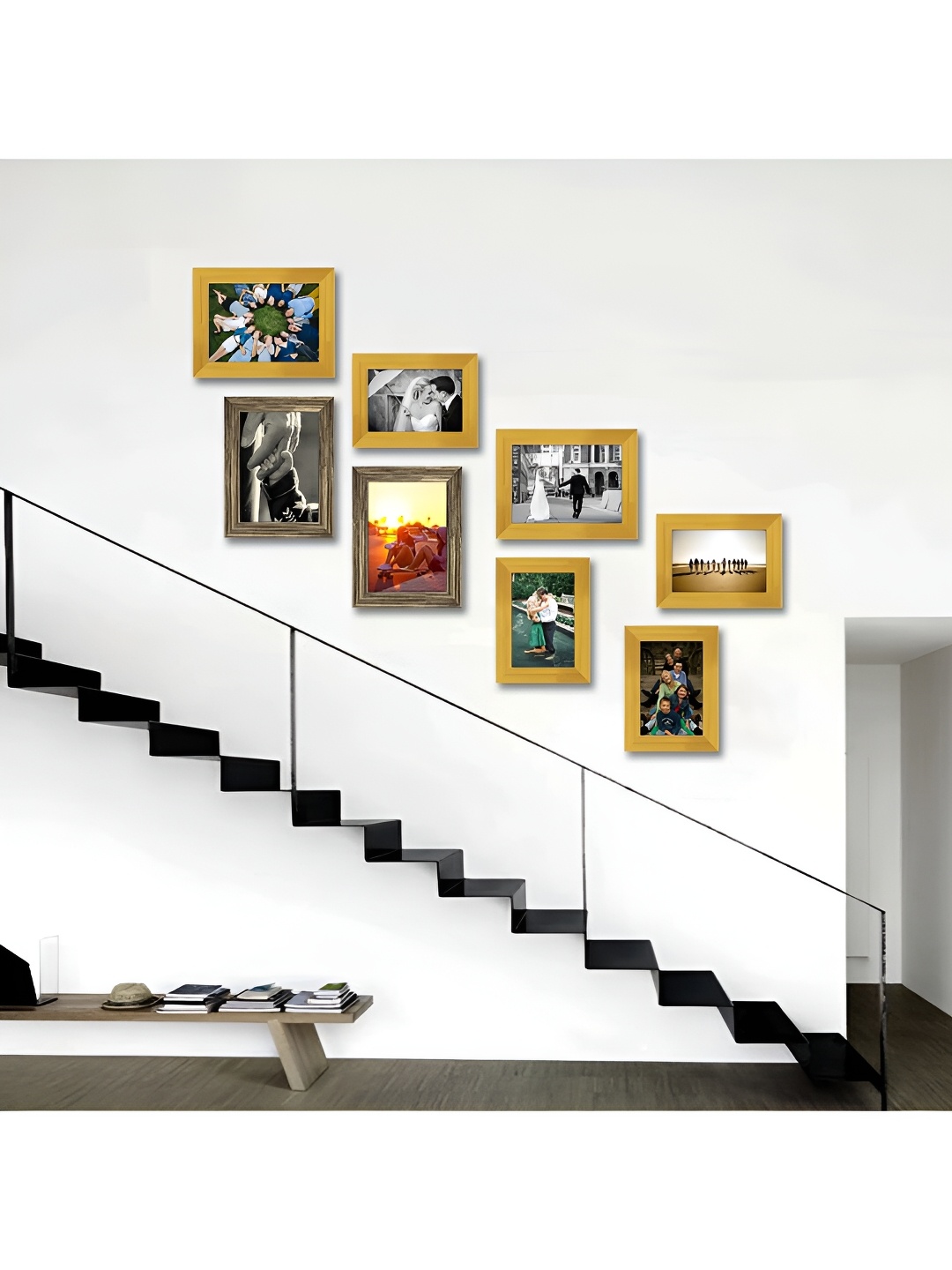 

ArtzFolio Yellow & Beige 12Pcs Wooden Wall Photo Frames