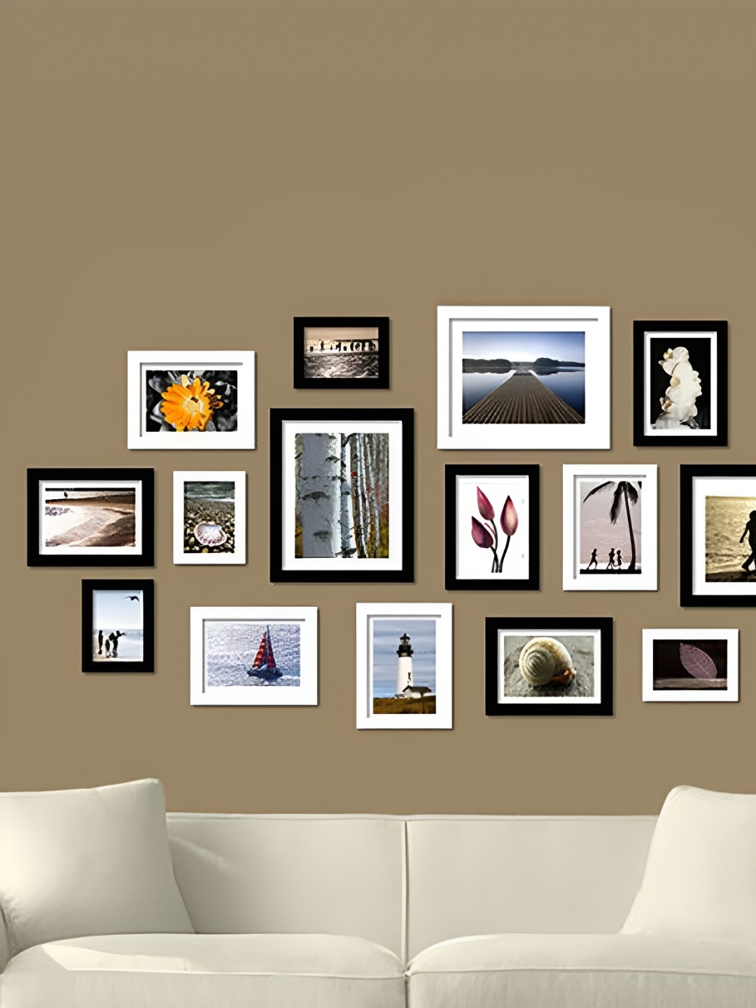 

ArtzFolio Black & White 15 Pieces Wooden Wall Photo Frames