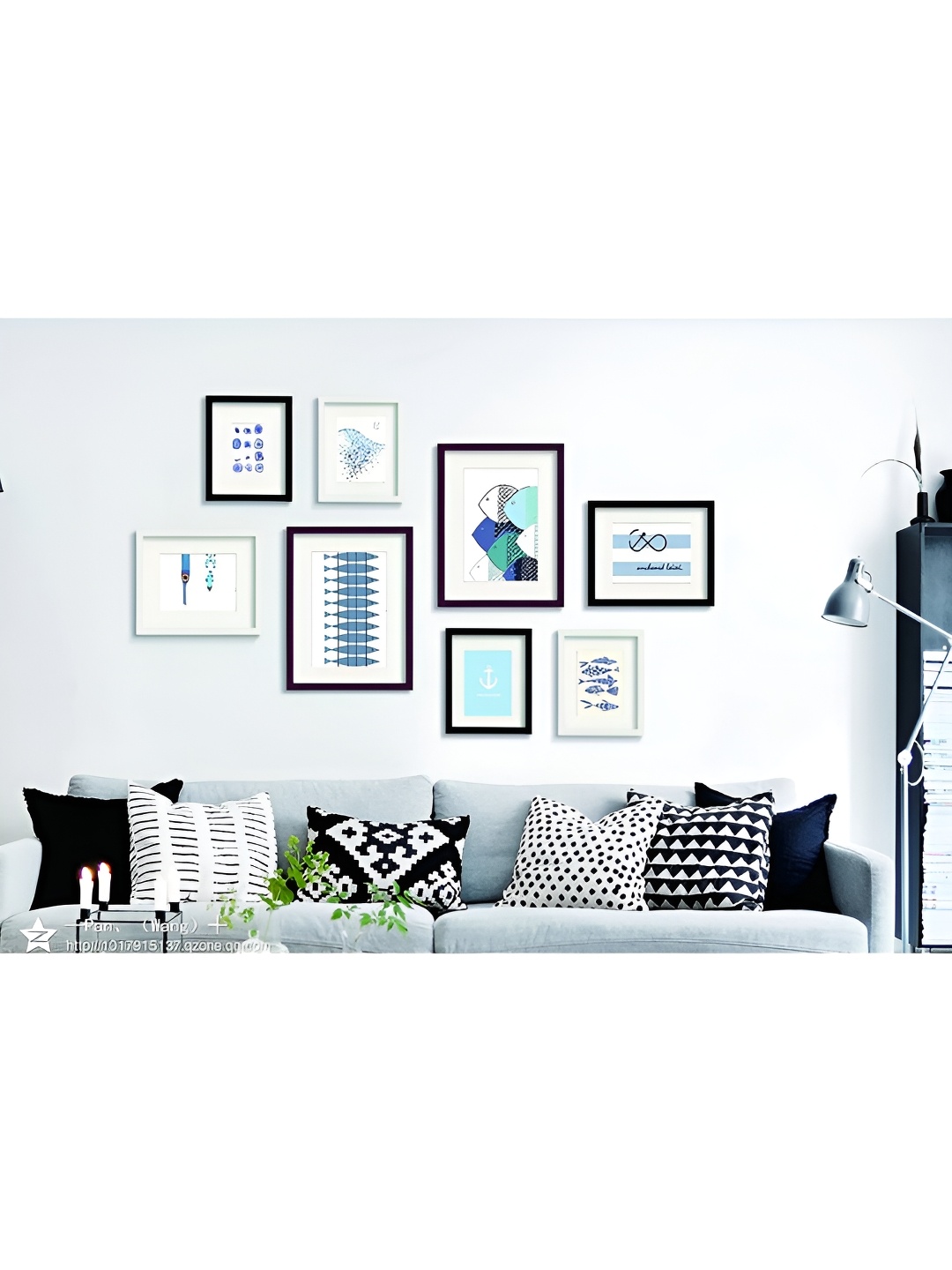 

ArtzFolio Black White 8 Pieces Wooden Wall Photo Frames