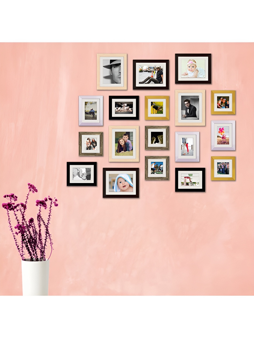 

ArtzFolio Yellow White 18 Pieces Wooden Wall Photo Frames
