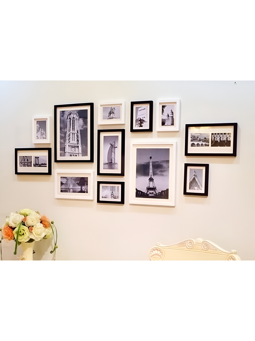 

ArtzFolio White Black 12 Pieces Wooden Wall Photo Frames